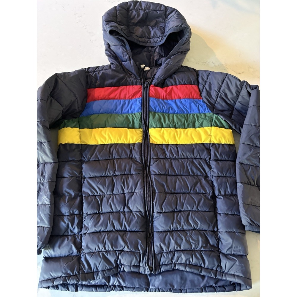 Gap Navy Blue Puffer Jacket Youth Large Primaloft Winter Coat Rainbow